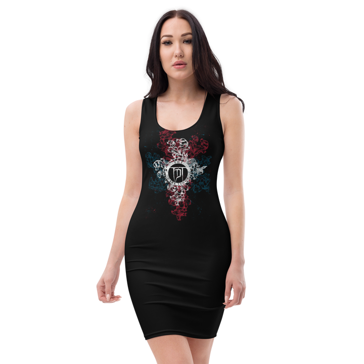 Tube dress - Floral crest, red, blue