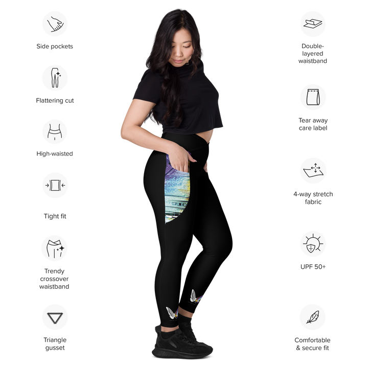 V-talje leggings med lommer - Toxic Rain, Madame Butterfly, Butterfly