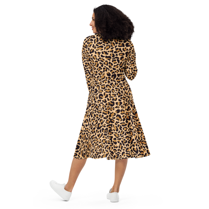 Langärmliges Midikleid - Leopard