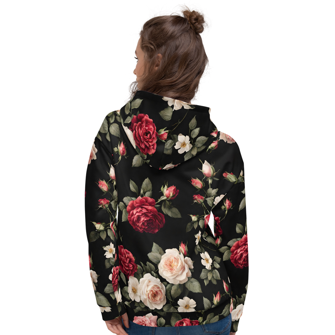 Hoodie - Vintage Roses, schwarz