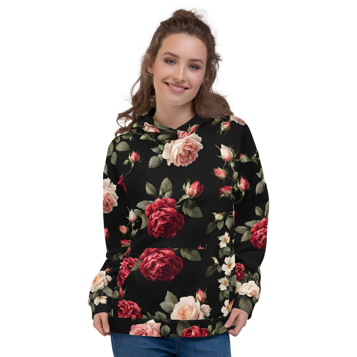 Hoodie - Vintage Roses, schwarz