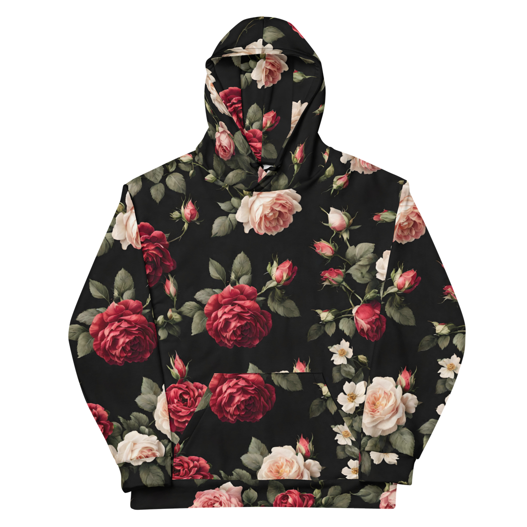 Hoodie - Vintage Roses, schwarz