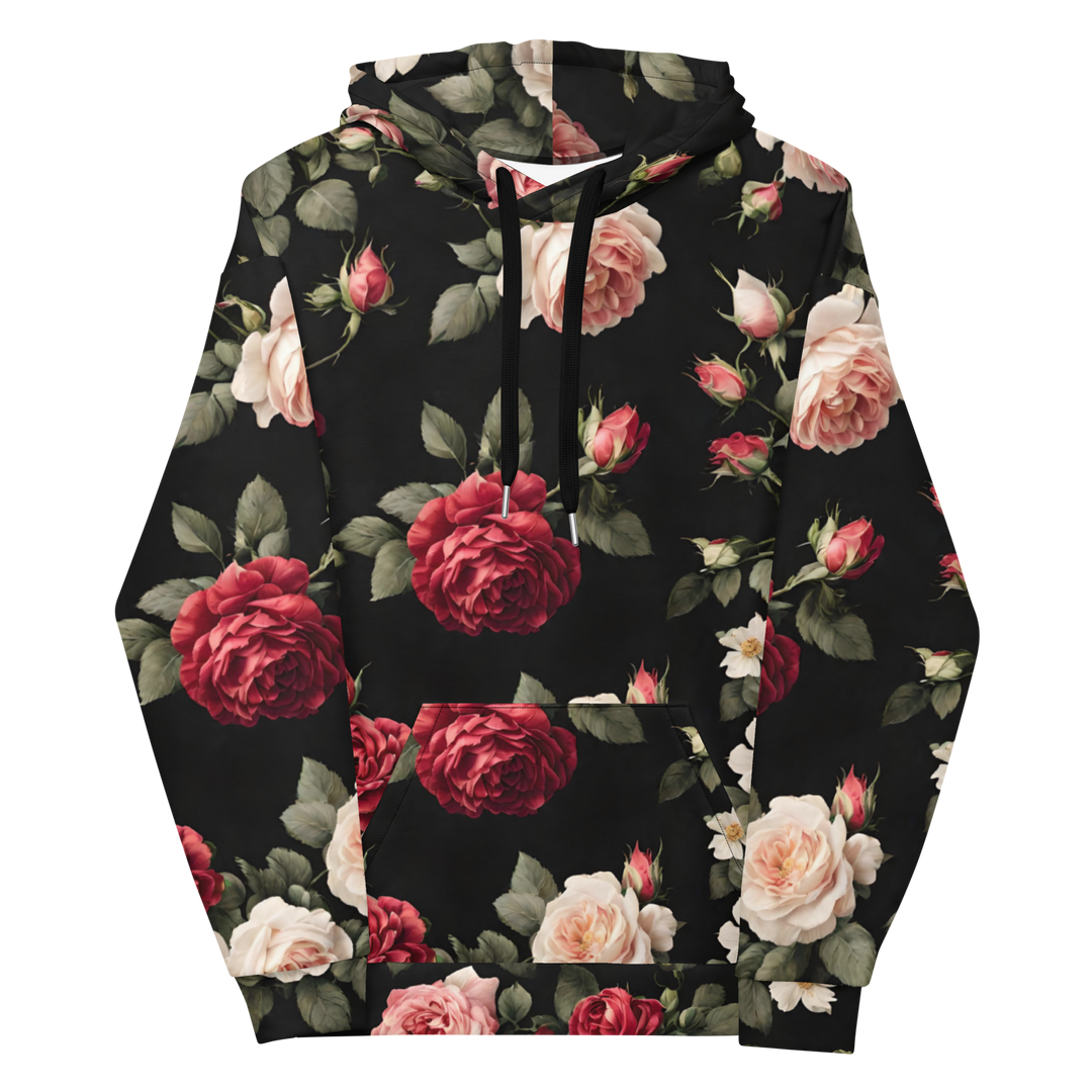 Hoodie - Vintage Roses, schwarz