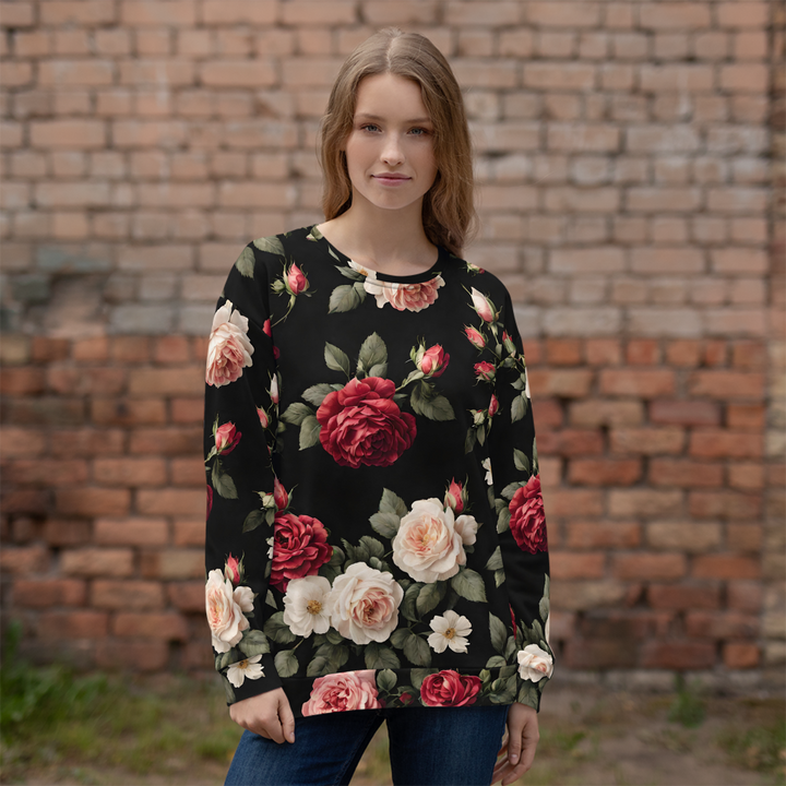 Pullover Damen - Vintage Roses, schwarz