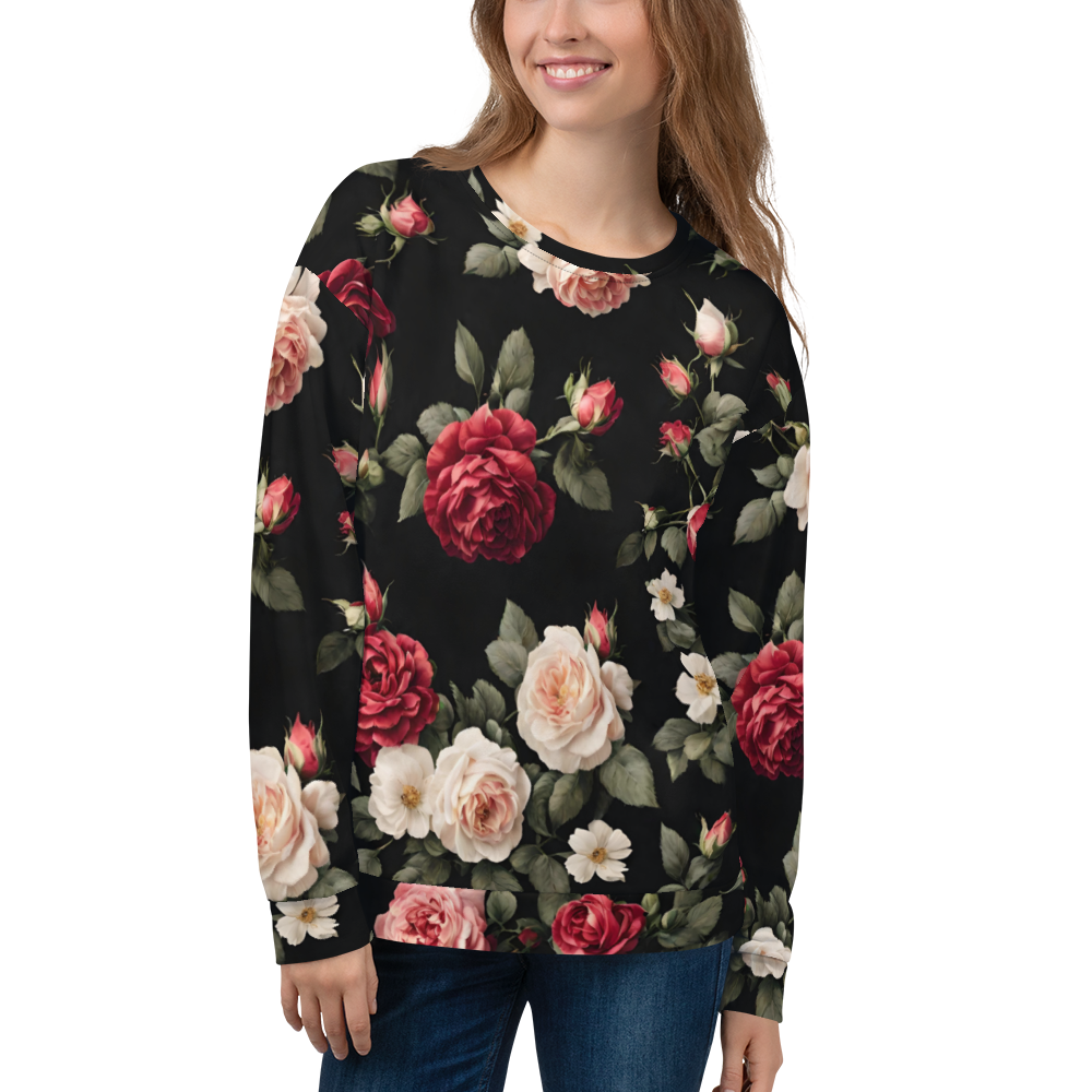 Pullover Damen - Vintage Roses, schwarz