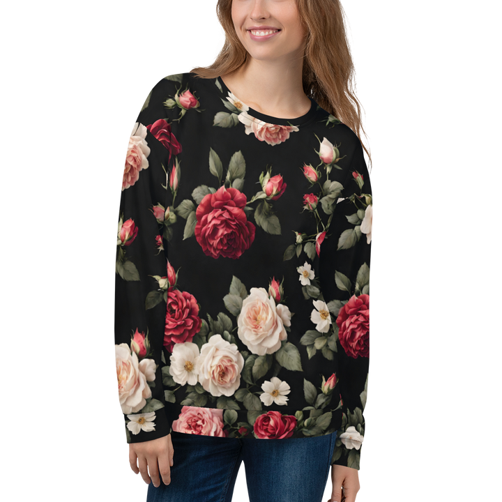 Pullover Damen - Vintage Roses, schwarz