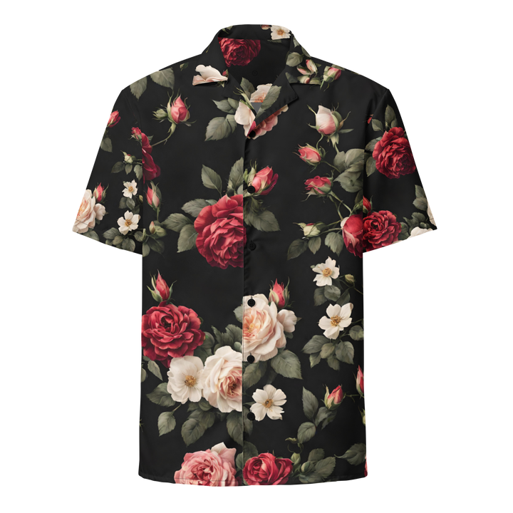 Unisex button-down shirt - Vintage Roses, black