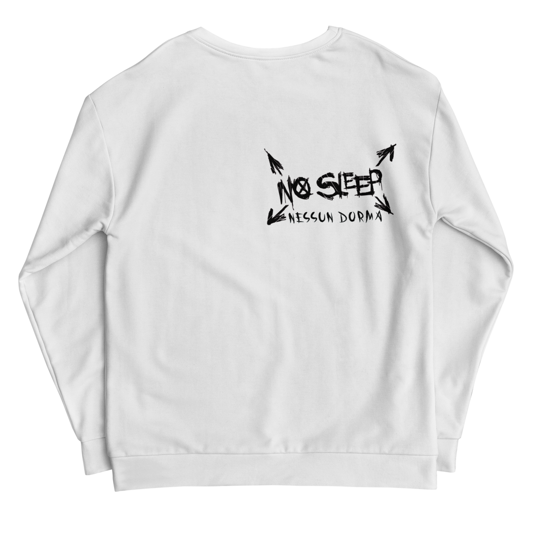 Unisex sweater - Eyes XX, No Sleep (Nessun Dorma), hvid