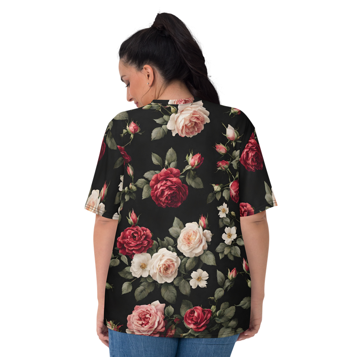 Premium T-Shirt Damen - Vintage Roses, schwarz