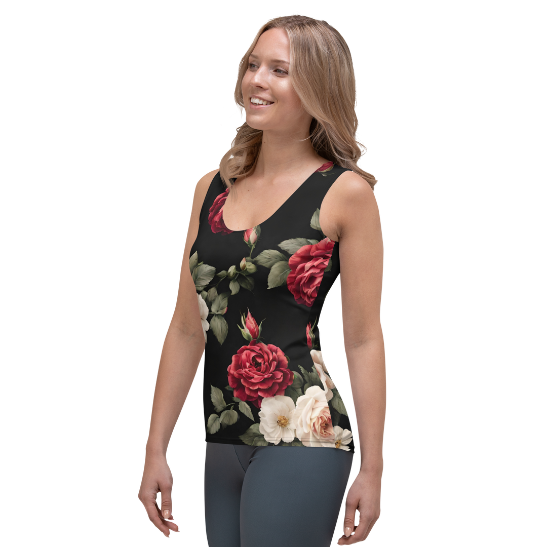 Premium Tank-Top Damen - Vintage Roses, schwarz