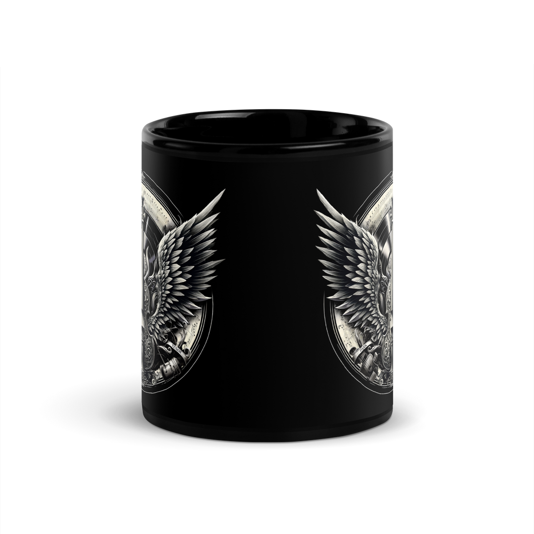 Black glossy mug - Cello &amp; Wings crest