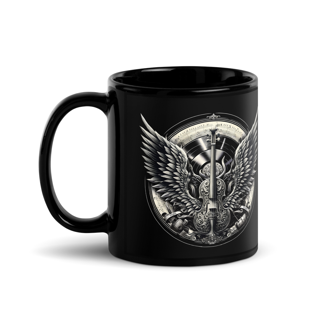 Black glossy mug - Cello &amp; Wings crest