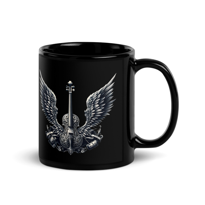 Black glossy mug - Cello and Wings