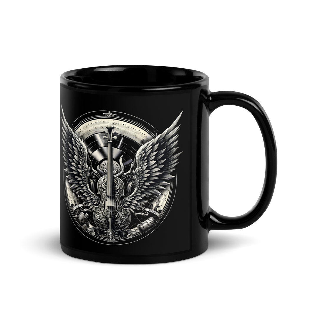 Black glossy mug - Cello &amp; Wings crest