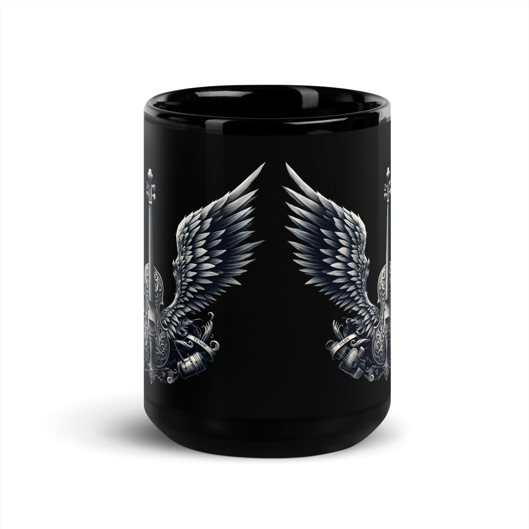 Black glossy mug - Cello and Wings