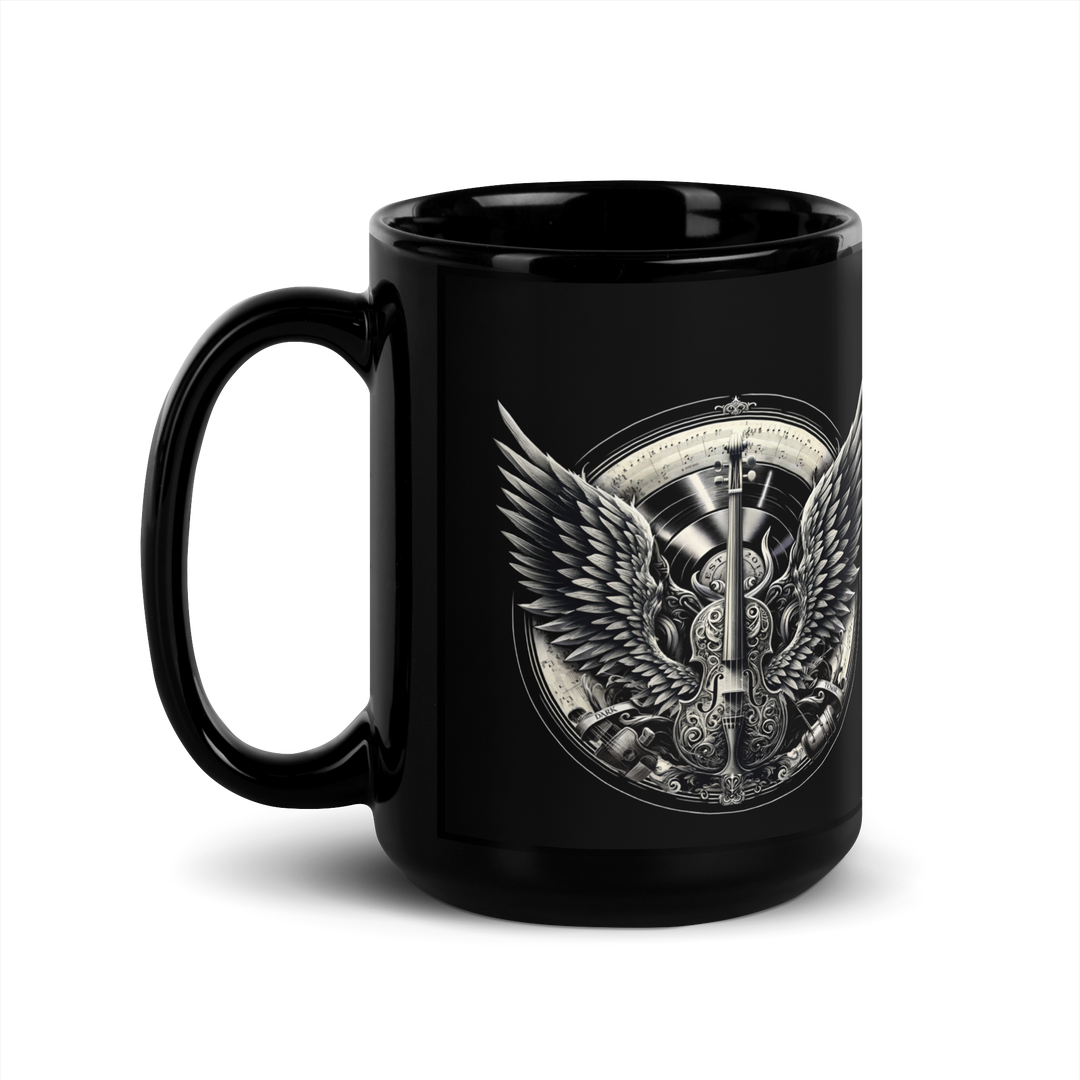 Black glossy mug - Cello &amp; Wings crest