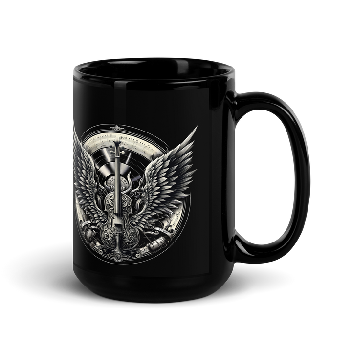 Black glossy mug - Cello &amp; Wings crest