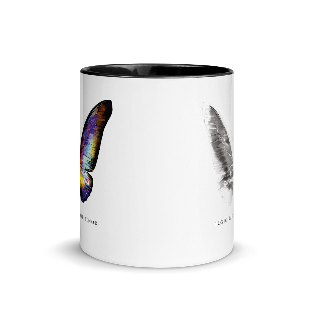 Mug with colored inside - Toxic Rain, Madame Butterfly, butterfly, white