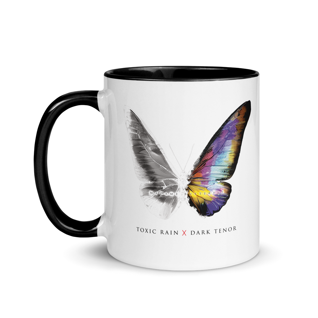 Mug with colored inside - Toxic Rain, Madame Butterfly, butterfly, white