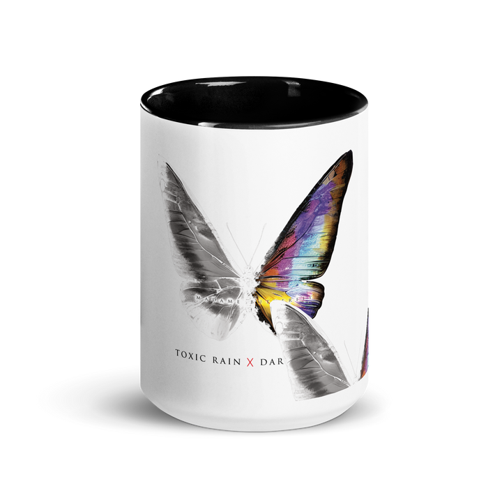 Mug with colored inside - Toxic Rain, Madame Butterfly, butterfly, white