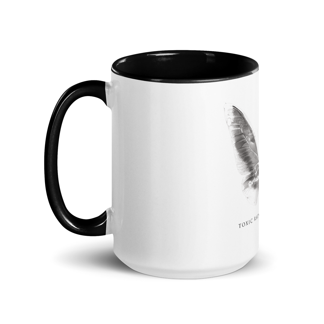 Mug with colored inside - Toxic Rain, Madame Butterfly, butterfly, white