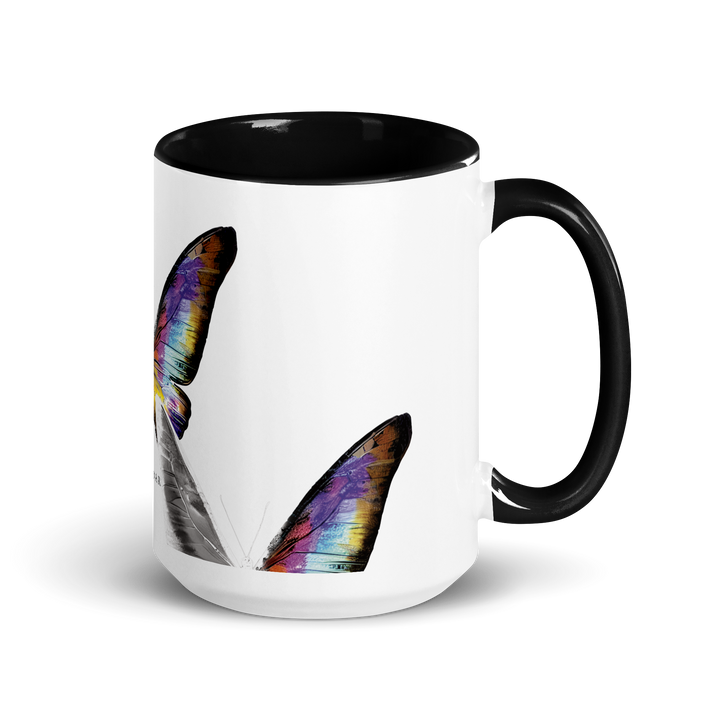 Mug with colored inside - Toxic Rain, Madame Butterfly, butterfly, white