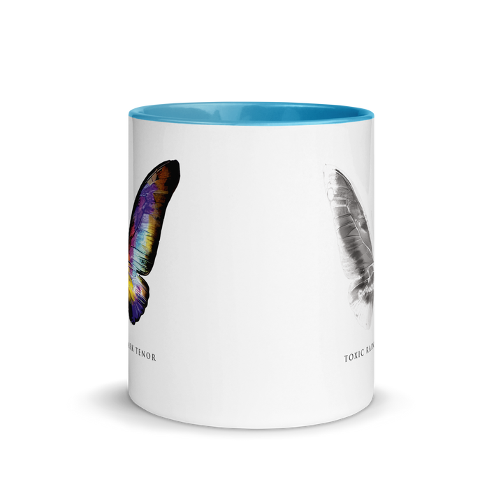 Mug with colored inside - Toxic Rain, Madame Butterfly, butterfly, white