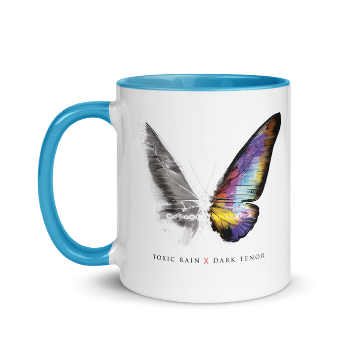 Mug with colored inside - Toxic Rain, Madame Butterfly, butterfly, white