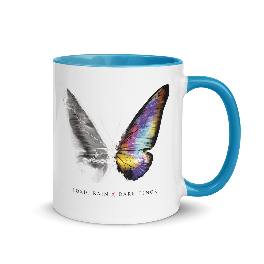 Mug with colored inside - Toxic Rain, Madame Butterfly, butterfly, white