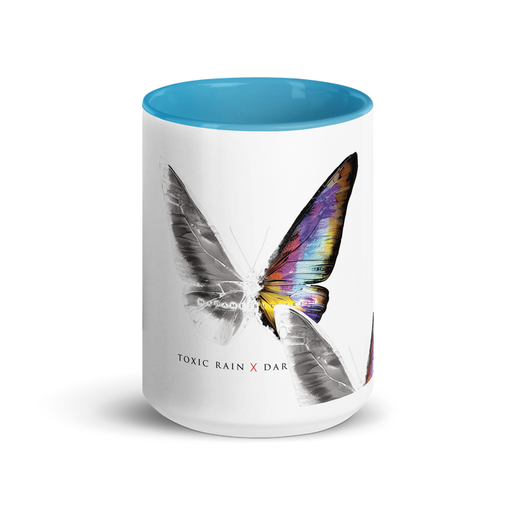 Mug with colored inside - Toxic Rain, Madame Butterfly, butterfly, white