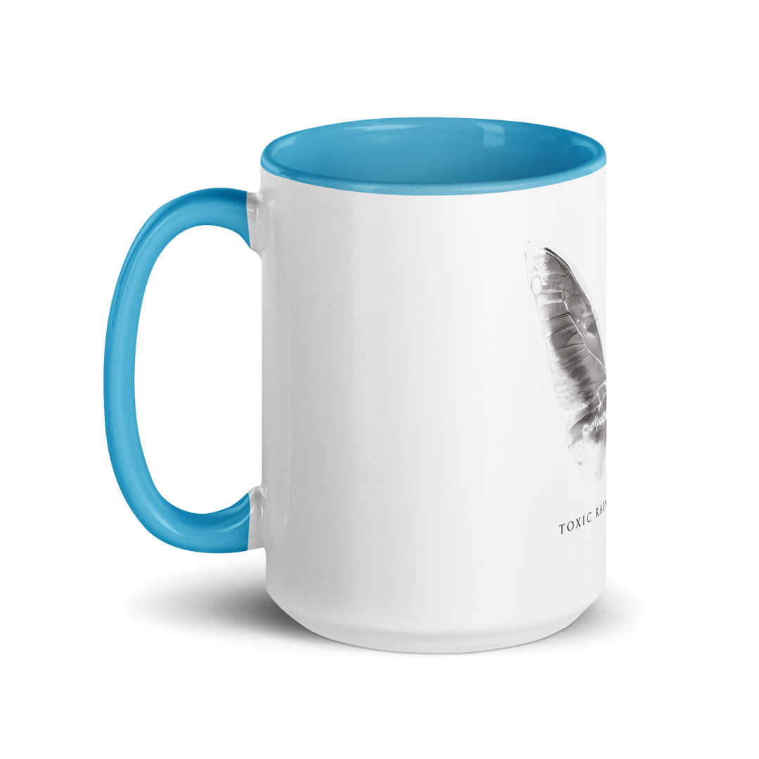 Mug with colored inside - Toxic Rain, Madame Butterfly, butterfly, white