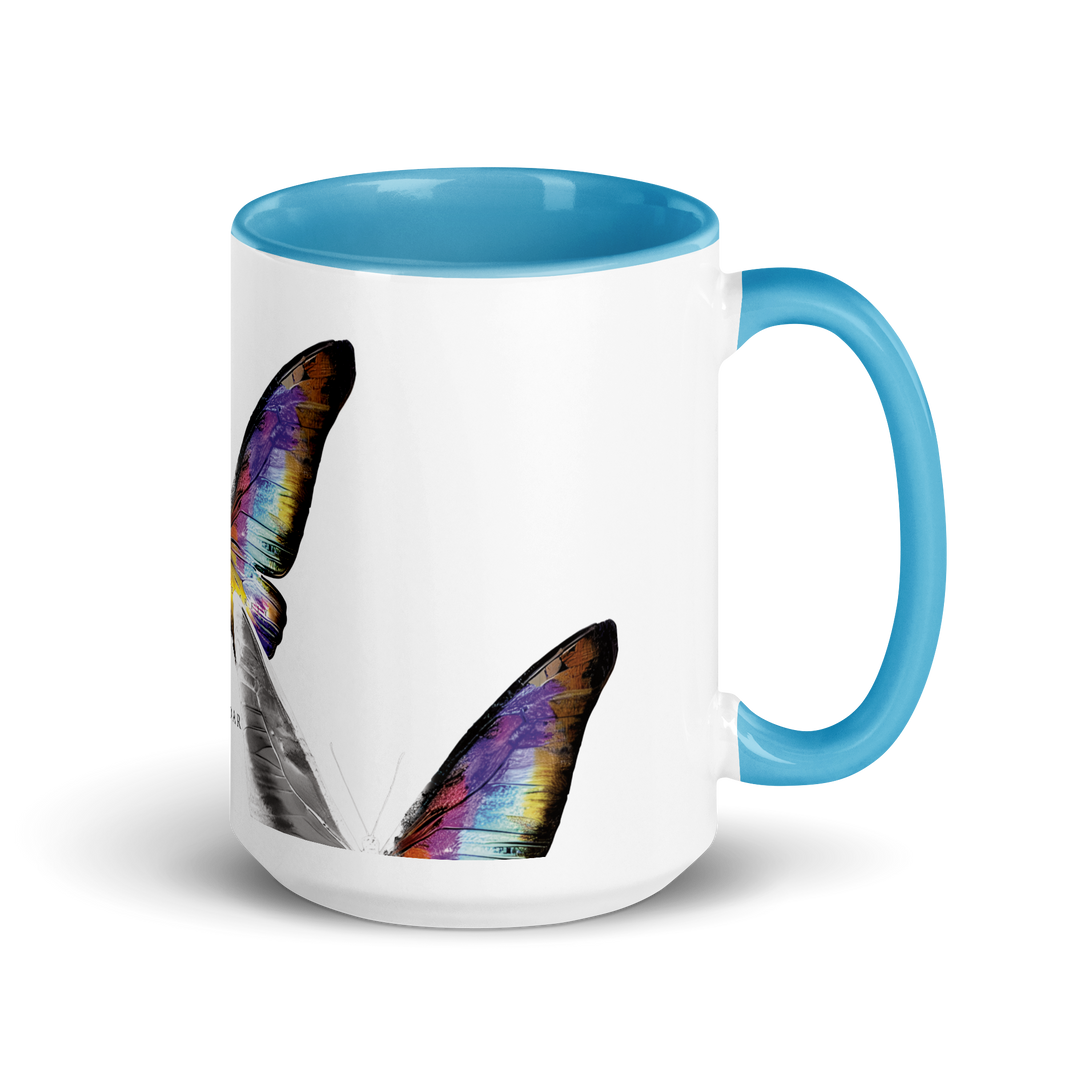 Mug with colored inside - Toxic Rain, Madame Butterfly, butterfly, white