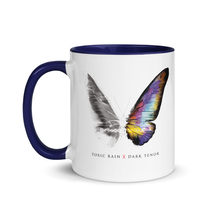 Mug with colored inside - Toxic Rain, Madame Butterfly, butterfly, white