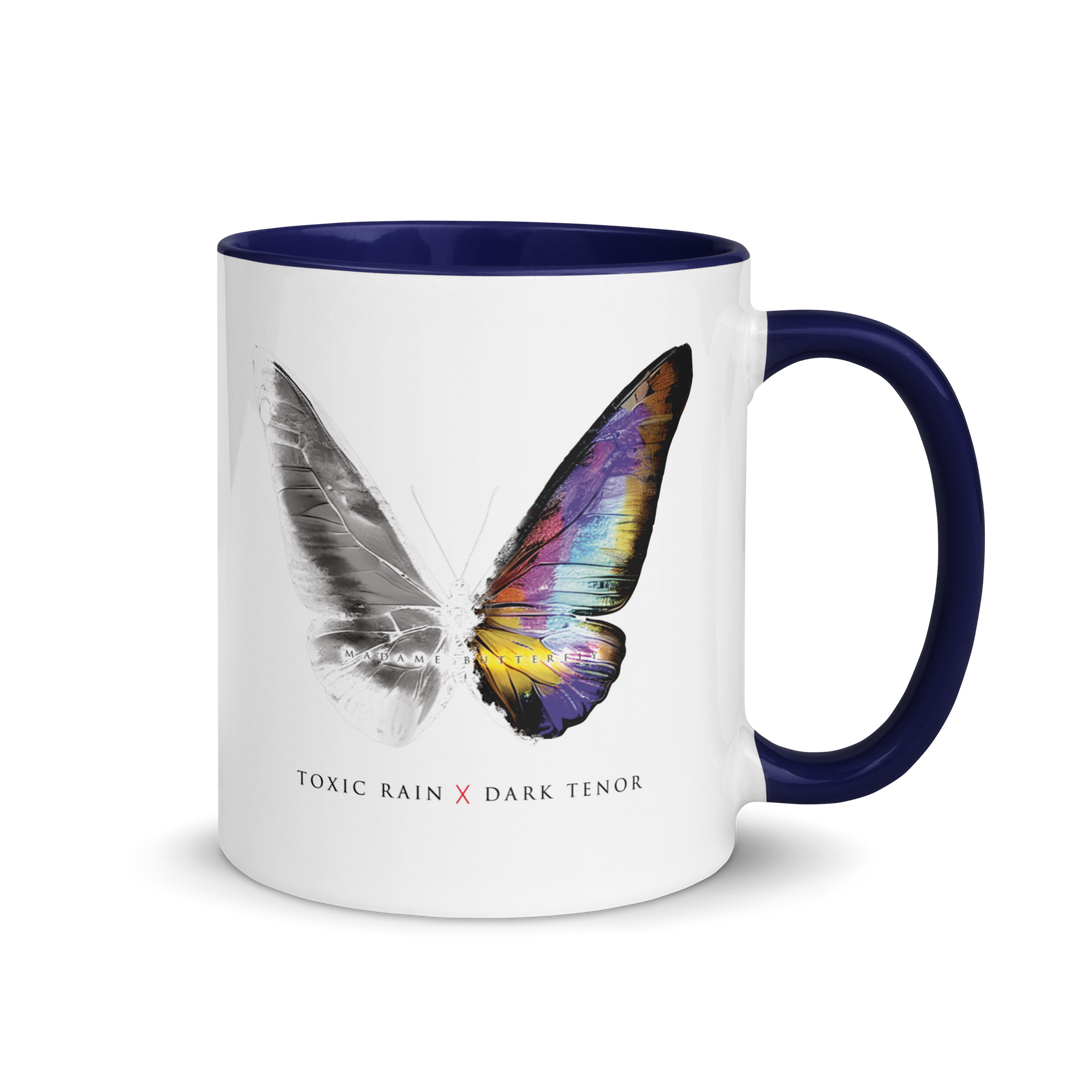 Mug with colored inside - Toxic Rain, Madame Butterfly, butterfly, white