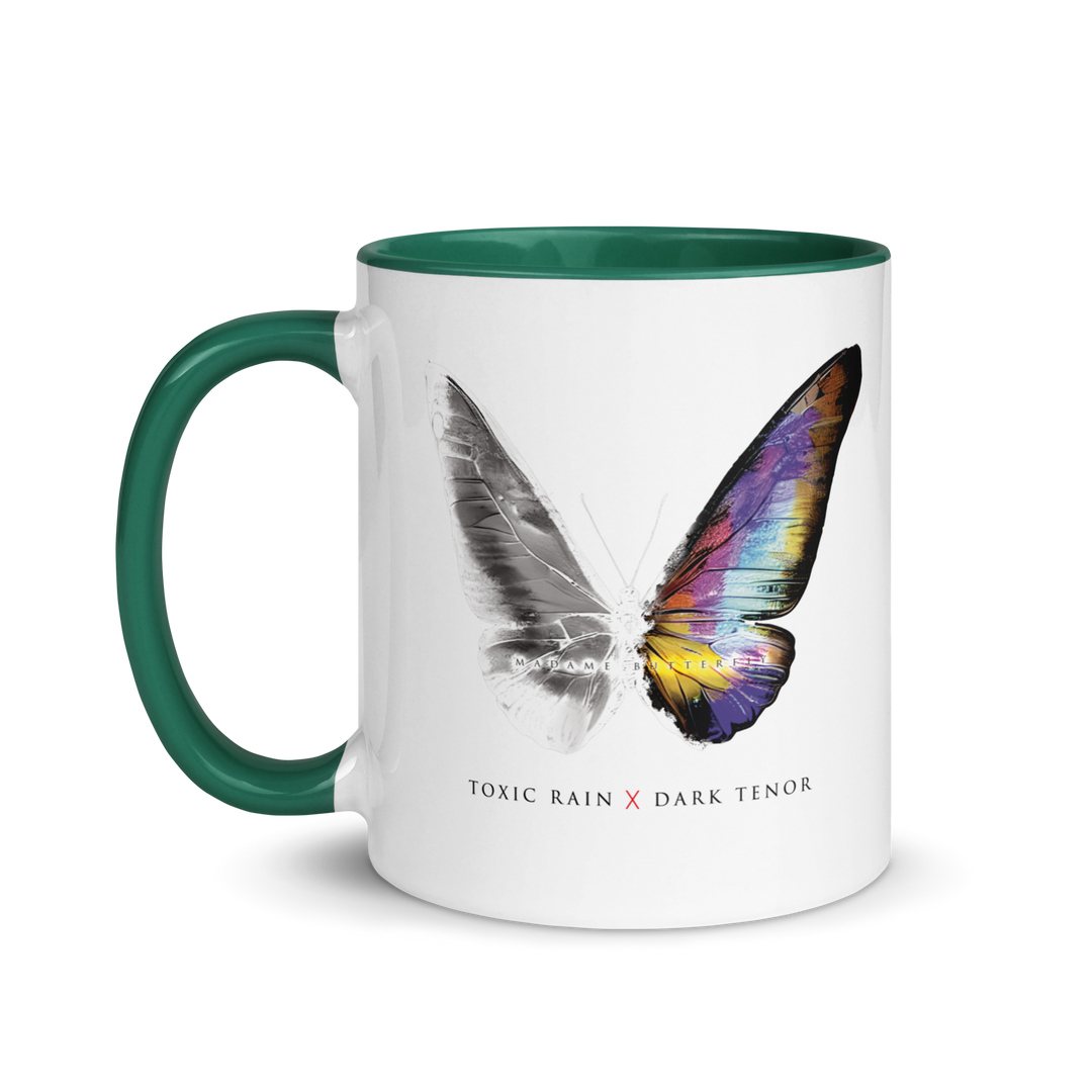 Mug with colored inside - Toxic Rain, Madame Butterfly, butterfly, white