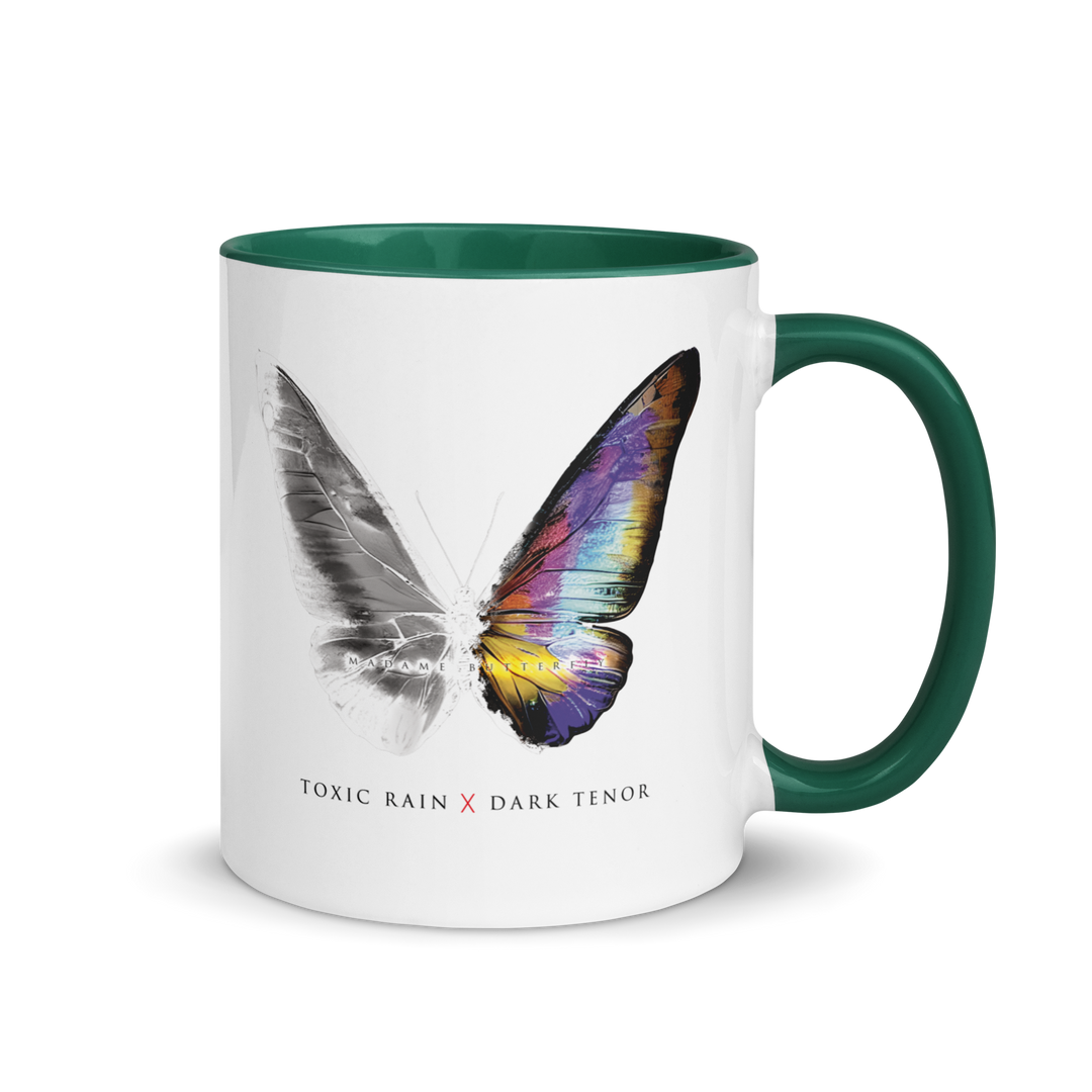 Mug with colored inside - Toxic Rain, Madame Butterfly, butterfly, white