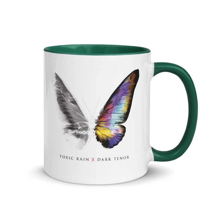 Mug with colored inside - Toxic Rain, Madame Butterfly, butterfly, white