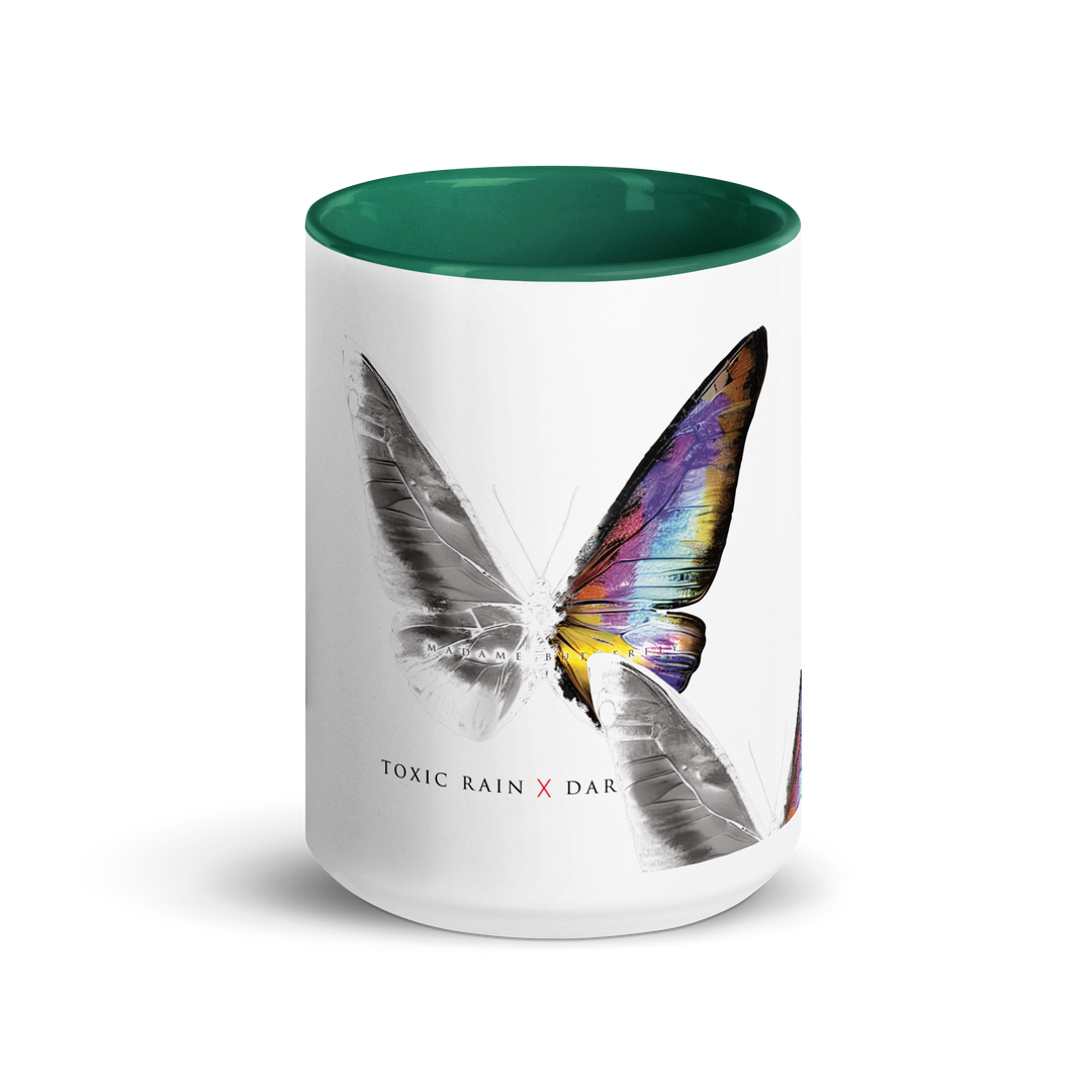 Mug with colored inside - Toxic Rain, Madame Butterfly, butterfly, white