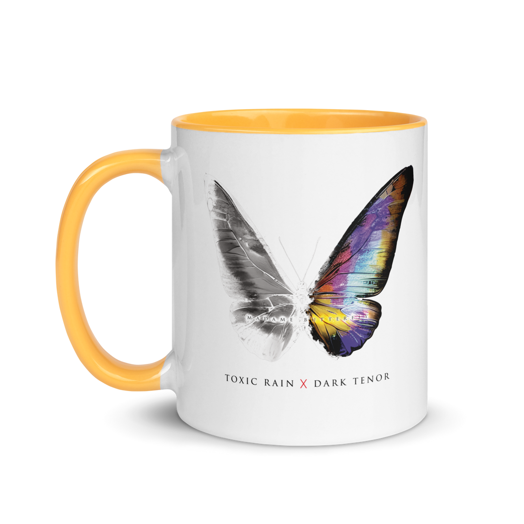 Mug with colored inside - Toxic Rain, Madame Butterfly, butterfly, white