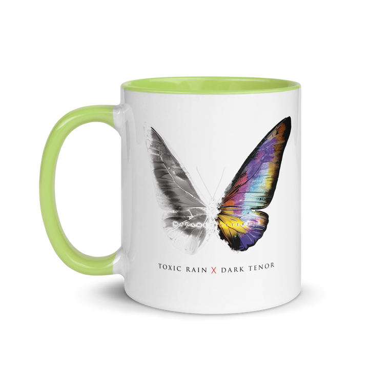 Mug with colored inside - Toxic Rain, Madame Butterfly, butterfly, white