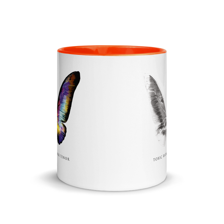 Mug with colored inside - Toxic Rain, Madame Butterfly, butterfly, white