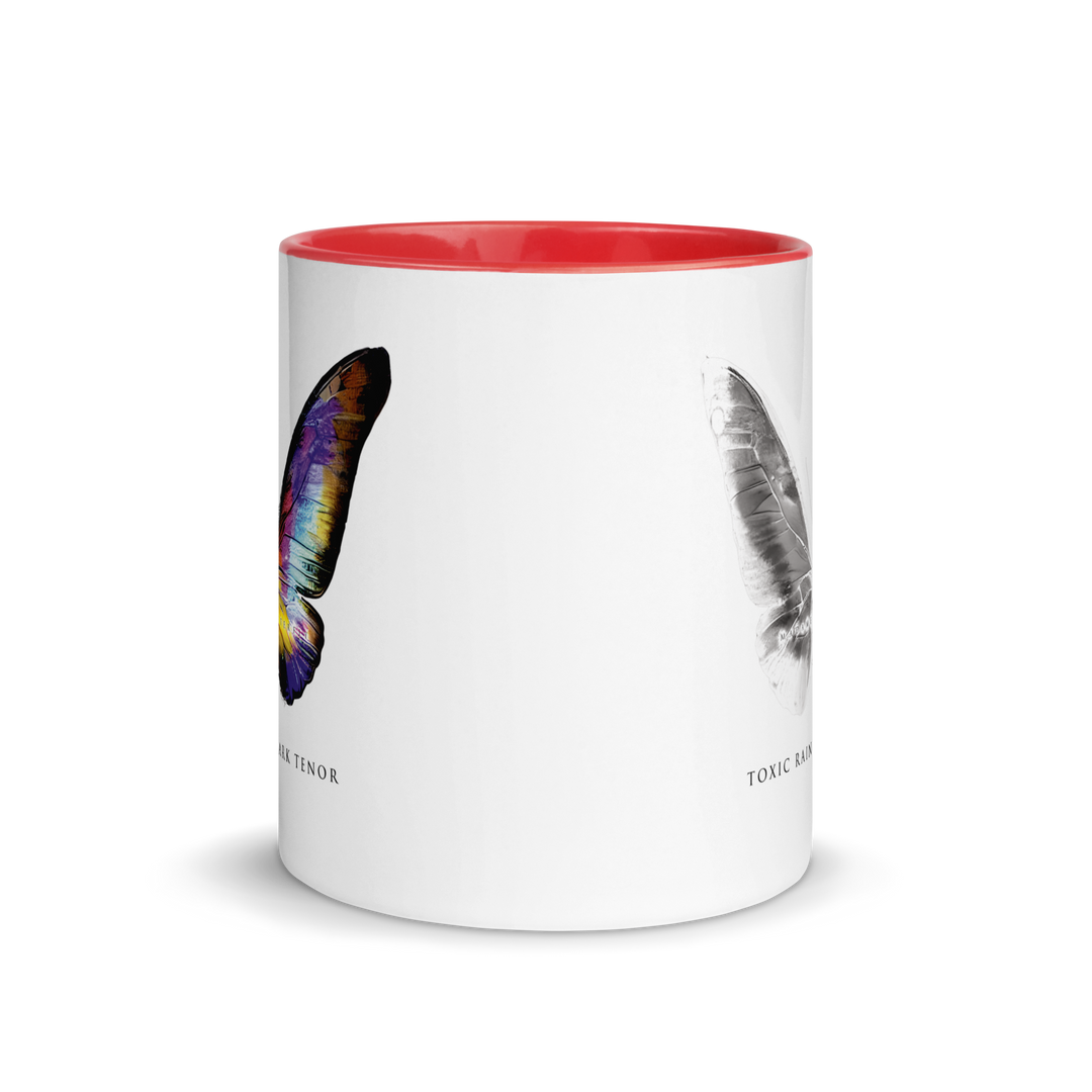 Mug with colored inside - Toxic Rain, Madame Butterfly, butterfly, white