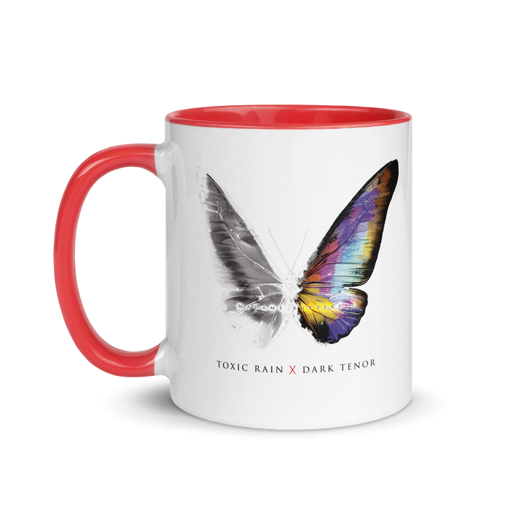 Mug with colored inside - Toxic Rain, Madame Butterfly, butterfly, white