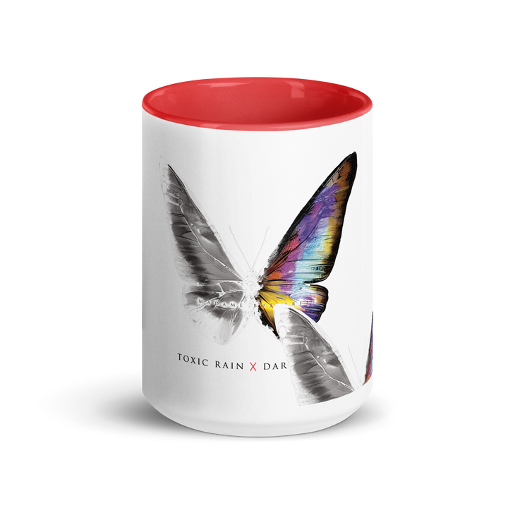 Mug with colored inside - Toxic Rain, Madame Butterfly, butterfly, white