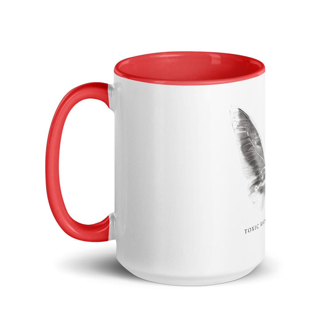 Mug with colored inside - Toxic Rain, Madame Butterfly, butterfly, white