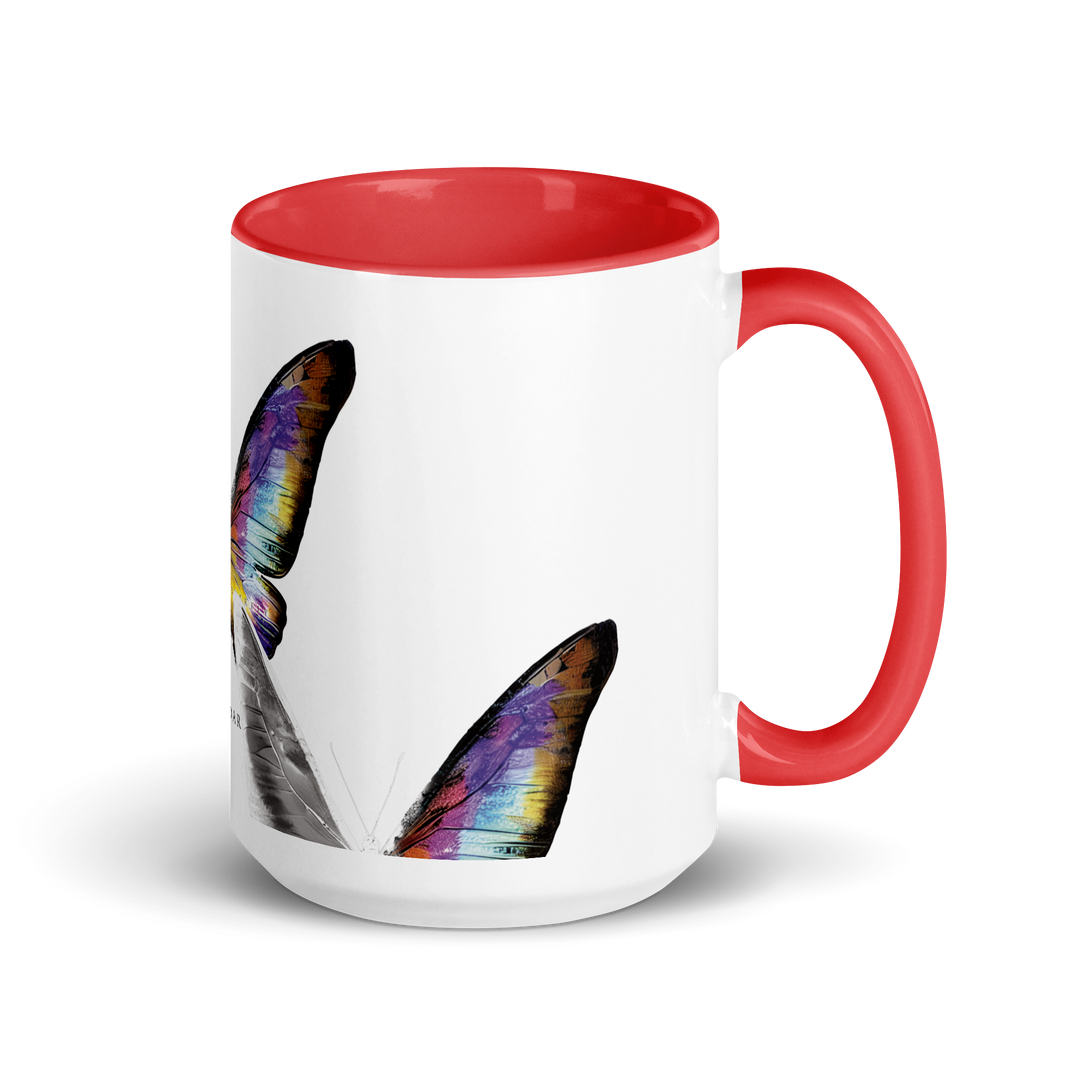 Mug with colored inside - Toxic Rain, Madame Butterfly, butterfly, white