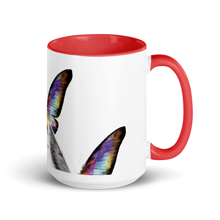 Mug with colored inside - Toxic Rain, Madame Butterfly, butterfly, white