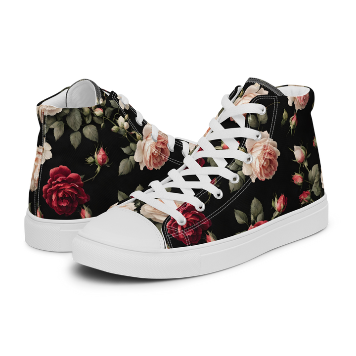 High-top canvas sko til kvinder - Vintage Roses, sort