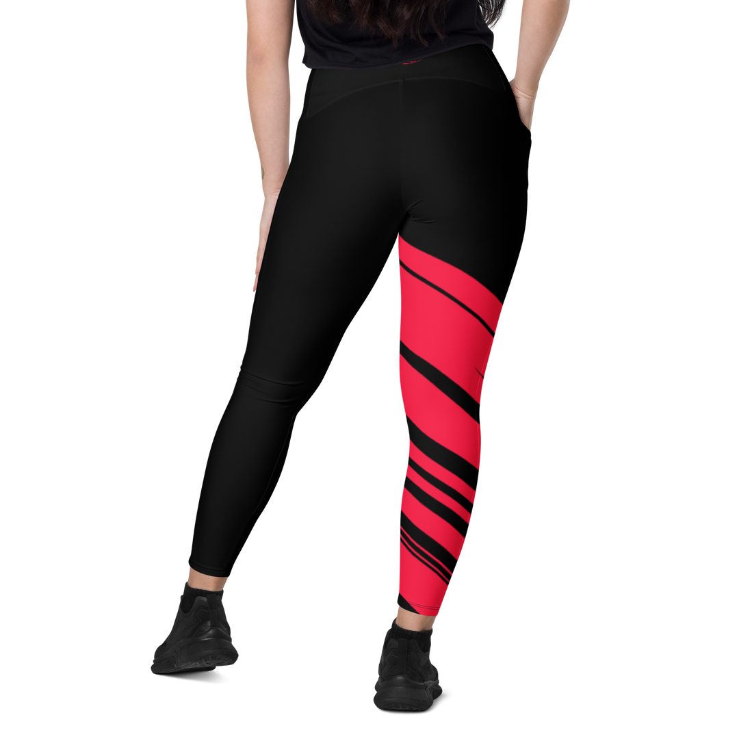 Leggings med lommer - After the Nightmare, Swan Red Black