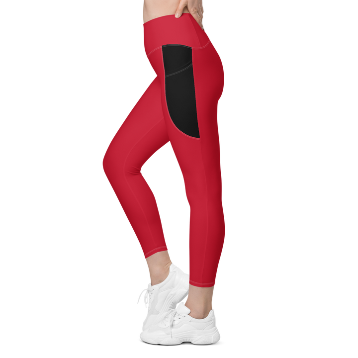 Leggings with pockets - Darker Hearts, Black Heart, red-black